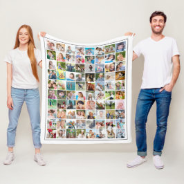 Manta Polar Blanco personalizado de plantilla de 80 Collages d