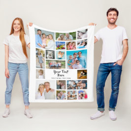 Manta Polar Blanco personalizado moderno de 19 Collages de fot