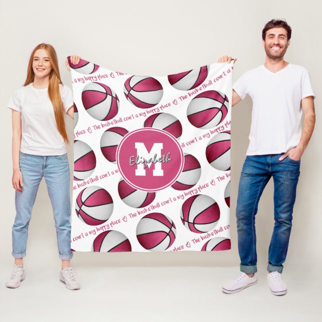 Manta Polar blanco rosado La cancha de baloncesto es mi lugar  (In situ)