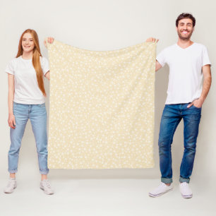 Manta Polar Blanco sobre amarillo   Patrón de estrellas de imp