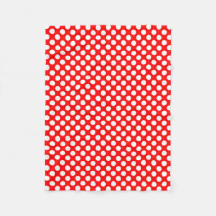 Manta Polar Blanco sobre puntos de polka de tamaño medio rojos