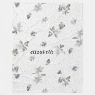 Manta Polar Blanco texturado personalizado con flores grises