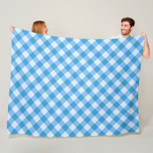Manta Polar Blanco y azul del patrón de Gingham