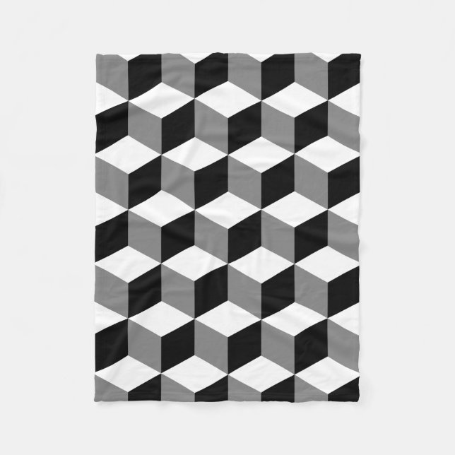 Manta Polar Blanco y gris grandes del negro del modelo del (Anverso)