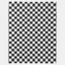 Manta Polar Blanco y negro Gingham Plaid Fleece Blanket