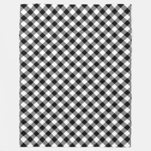 Manta Polar Blanco y negro Gingham Plaid Fleece Blanket