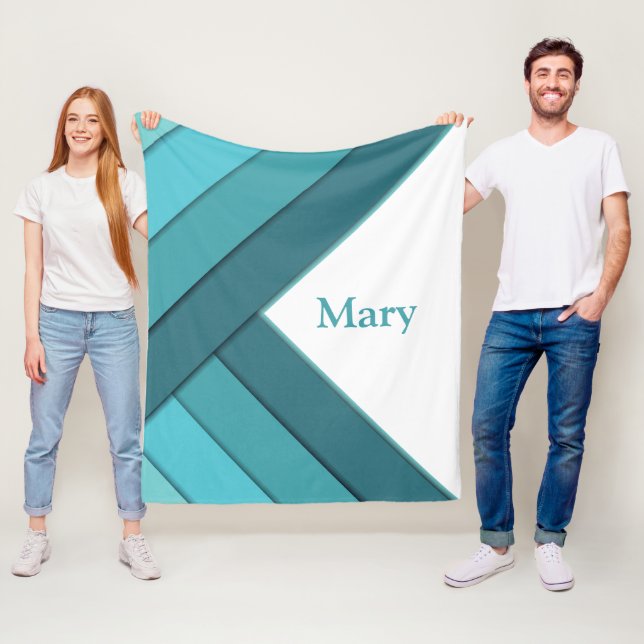 Manta Polar Blanco y Verde azulado personalizado (In situ)