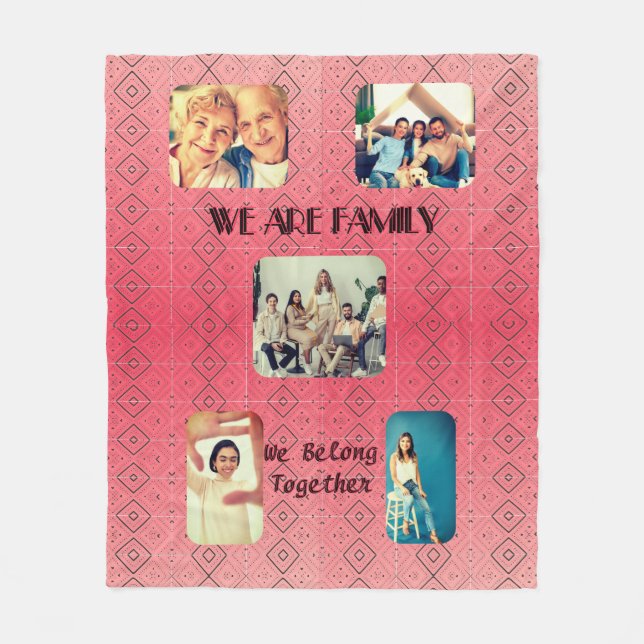 Manta Polar Blanda de diseño geométrico retro rojo suave (Anverso)