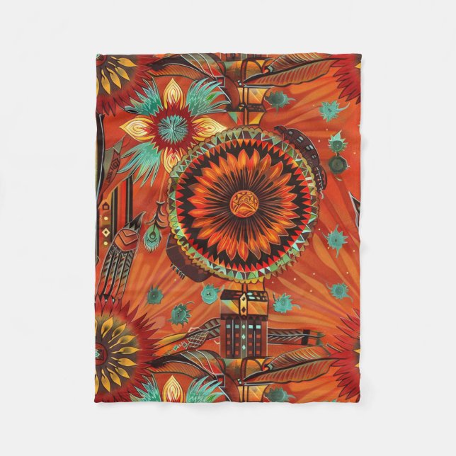 Manta Polar Blanda Verde azulada suave "Ecos Intrincados" Cosm (Anverso)