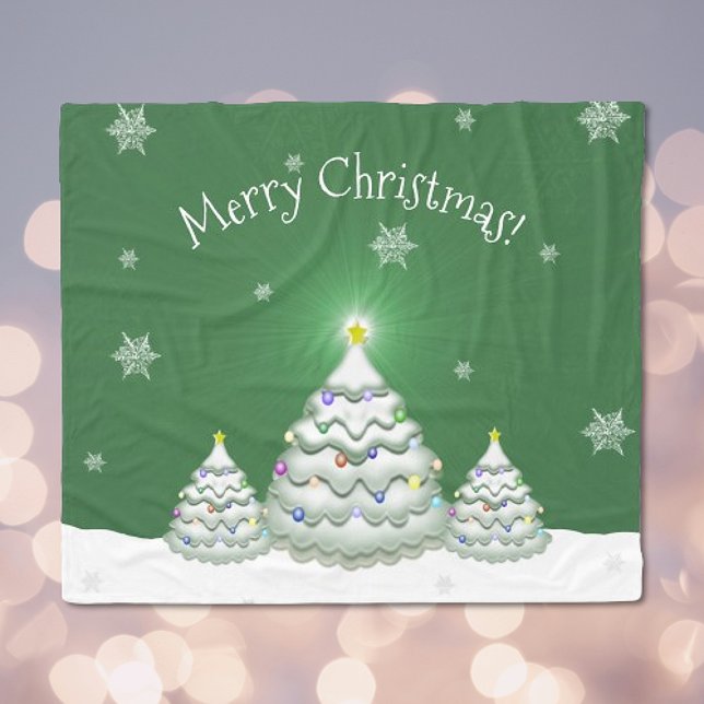 Manta Polar Blanda verde de árbol de Navidad (Green Christmas Tree Fleece Blanket)