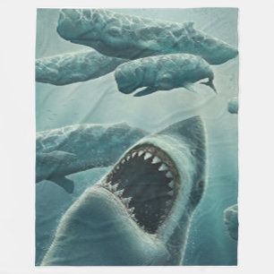 MANTA POLAR BLANQUETA DE BARRAS Y BALLENAS