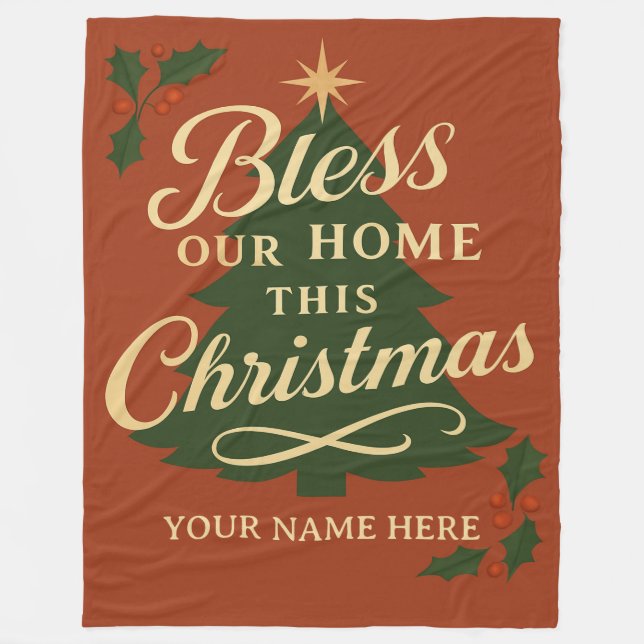 Manta Polar Bless Our Home Christmas Personalized Blanket (Anverso)