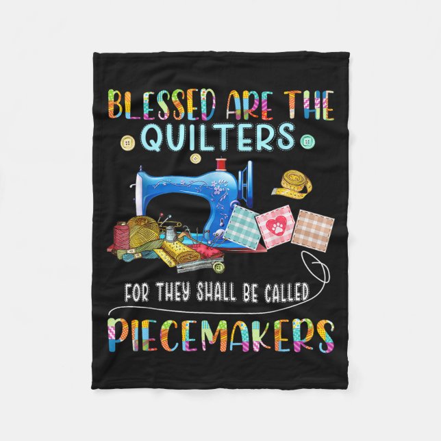 Manta Polar Blessed Are The Quilters Funny Sewing Quote Gift  (Anverso)