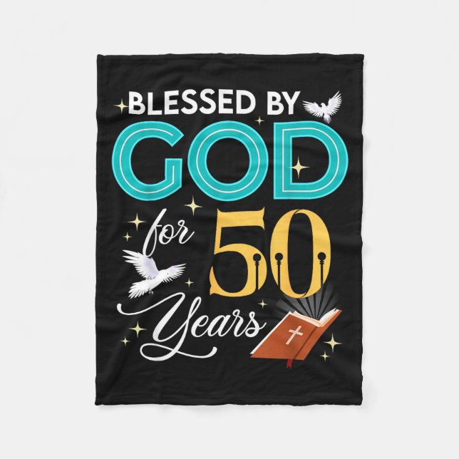 Manta Polar Blessed By God For 50 Years Old 50 Birthday 50th B (Anverso)