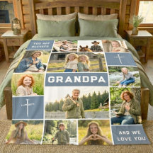 Blessed Grandpa 12 Photo Collage Custom Text