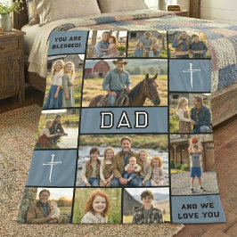 Manta Polar Blessed Loved Dad 12 Photo Collage Custom Text