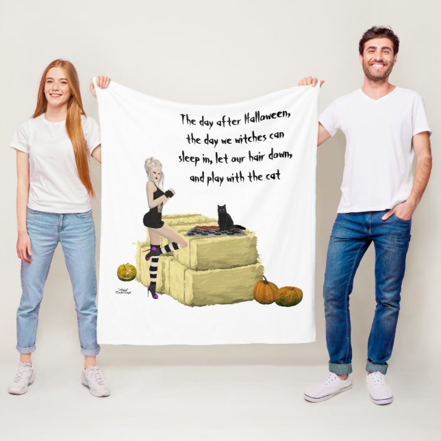 Manta Polar Blona Witch Pin Up Chica Fleece Blanket (In situ)