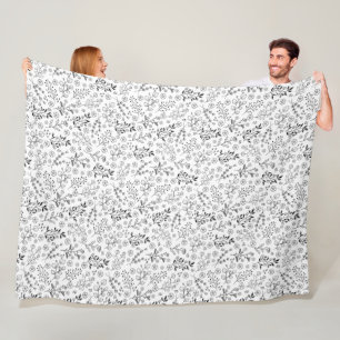 Manta Polar Bloom eterno: Elegancia floral dibujada a mano