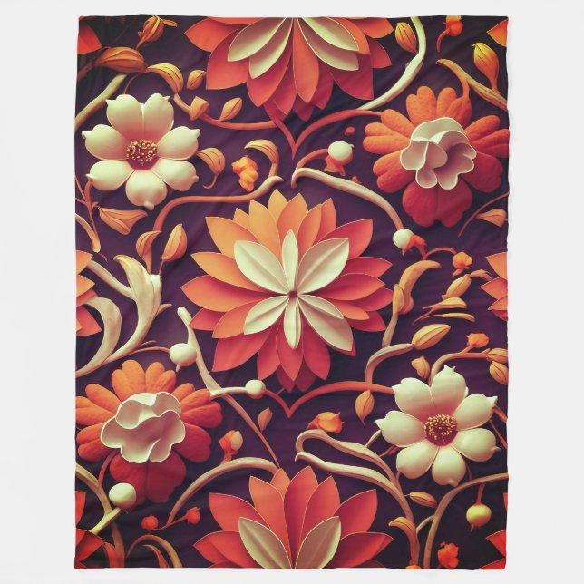 Manta Polar "Bloom Retro - Patrón floral sin foco (Anverso)