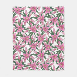 Manta Polar Blooming Lilies in Pastel Pink on White
