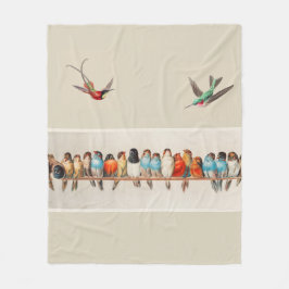 Manta Polar Bloque de estilo vintage de aves encaramadas