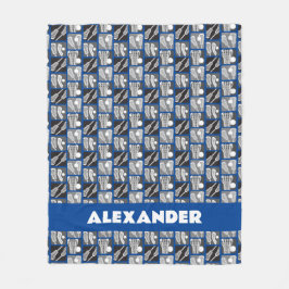 Manta Polar Bloques de lacrosse azules de garrapatas y bolas