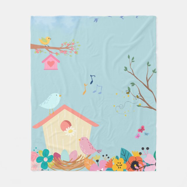 Manta Polar Blossom Birdhouse Fleece Blanket (Anverso)