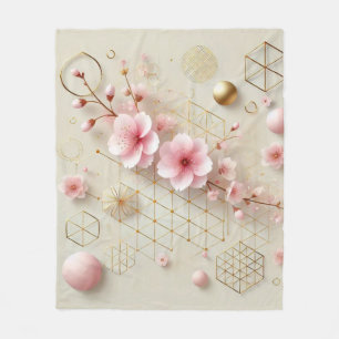 Manta Polar Blossoming Sakura Geométrica Fleece Blanket