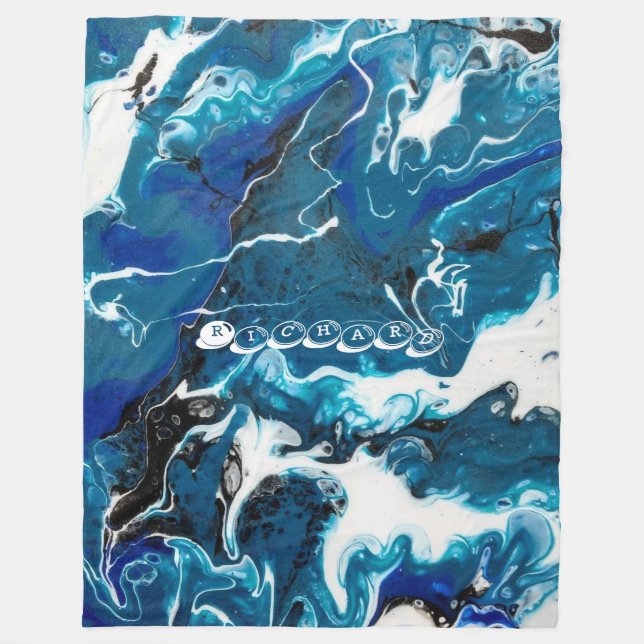 Manta Polar Blue Abstract Fleece Personalizada Throw Blanket (Anverso)