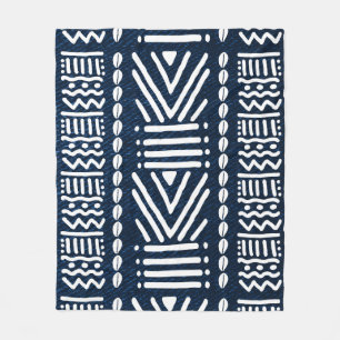 Manta Polar Blue African Denim Bogolan Design Blanket