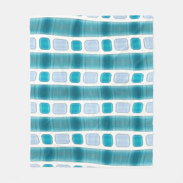 Manta Polar Blue and Aqua Modern Striped Pattern Blanket (Anverso)