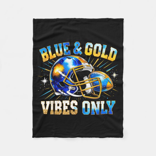 Manta Polar Blue And Gold Vibes Only Football Fan Gift  (Anverso)