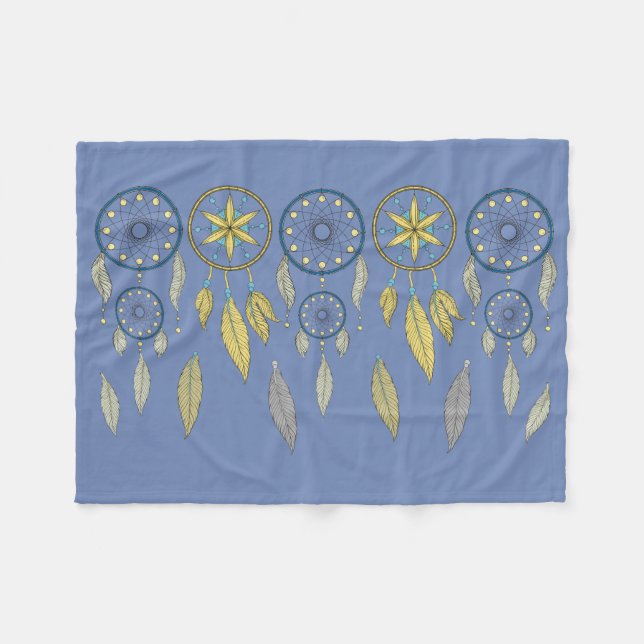 Manta Polar Blue and Yellow Dream Catchers (Frente (Horizontal))