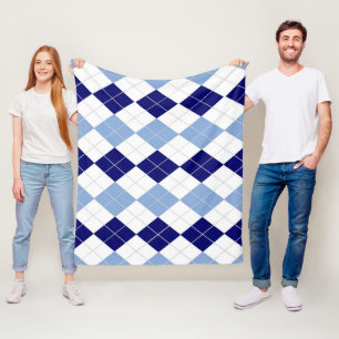 Manta Polar Blue Argyle Medium Fleece Blanket