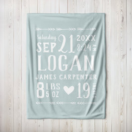 Manta Polar Blue Baby Boy Birats Stats Keepsake