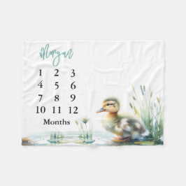 Manta Polar Blue Baby Boy Milestone Ducks Blanket