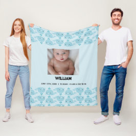 Manta Polar Blue Baby Boy Nombre Nacimiento Fecha de nacimient