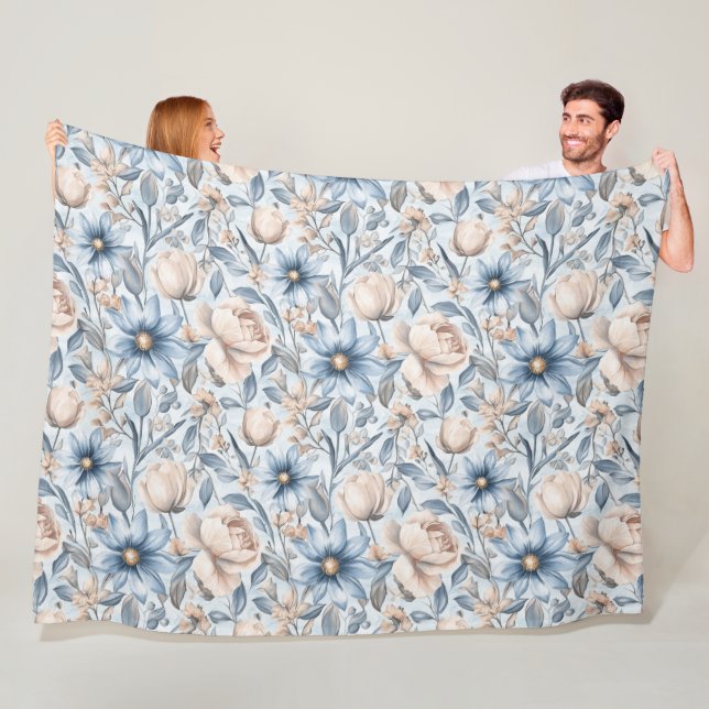 Manta Polar Blue & Blush Botanical Watercolor (In situ)