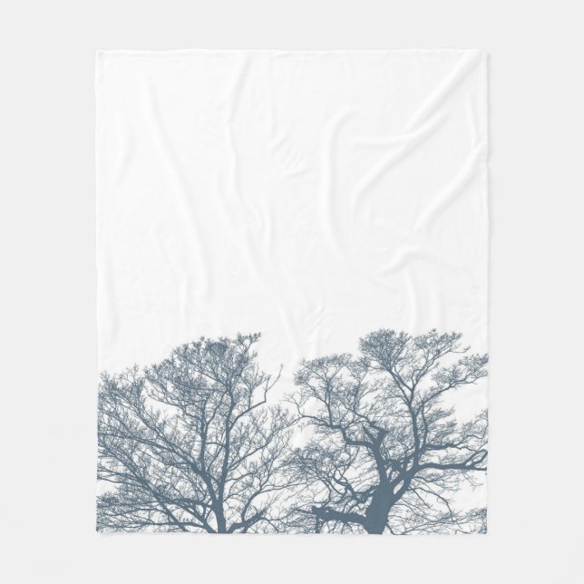 Manta Polar Blue Bottom Trees Tropical Boho (Anverso)