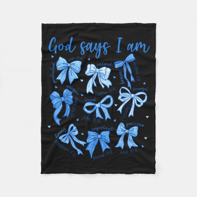 Manta Polar Blue Bow God Say I Am Christian Girl Women Bible V (Anverso)