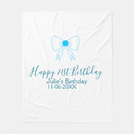 Manta Polar Blue bow happy 21ᵉʳ cumpleaños date