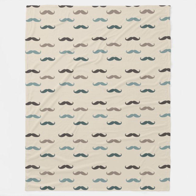 Manta Polar Blue Brown Hipster Mustaches (Anverso)