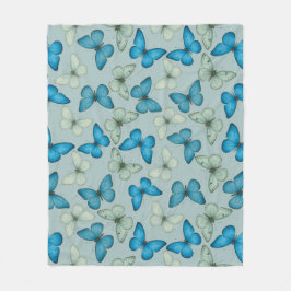 Manta Polar Blue Butfly Garden Seless Pattern