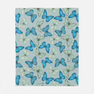 Manta Polar Blue Butfly Garden Seless Pattern