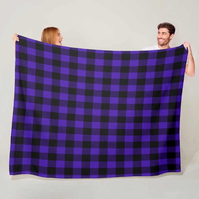 Manta Polar Blue Check Fleece Blanket (In situ)