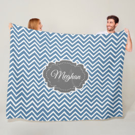 Manta Polar Blue Chevron Personalizado Fleece Blanket