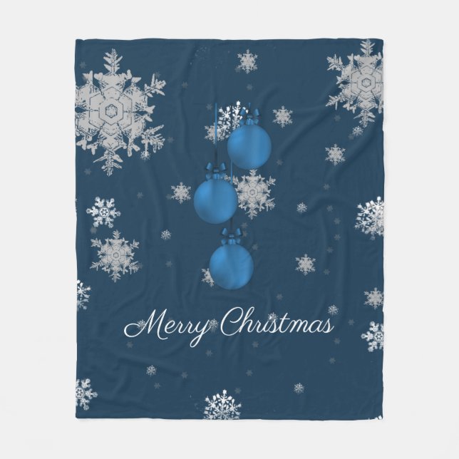 Manta Polar Blue Christmas Ornamets Fleece Blanket (Anverso)