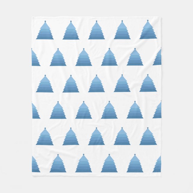 Manta Polar Blue Christmas Tree Fleece Blanc (Anverso)