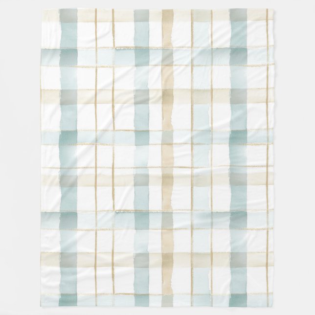 Manta Polar Blue Cream White Plaid (Anverso)