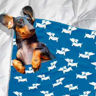 Manta Polar Blue Dachshunds Dancing Fleece Doxie Blanket